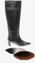 Fabienne Chapot Strega Boot lakleren hoge laarzen met crocoprint zwart - Thumbnail 8