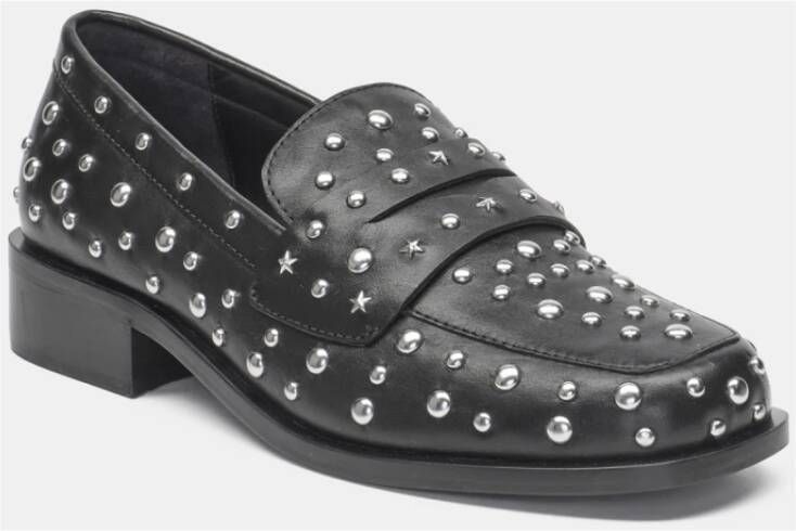 Fabienne Chapot Zwarte leren loafers met zilveren studs Black Dames