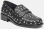 Fabienne Chapot Zwarte leren loafers met zilveren studs Black Dames - Thumbnail 2