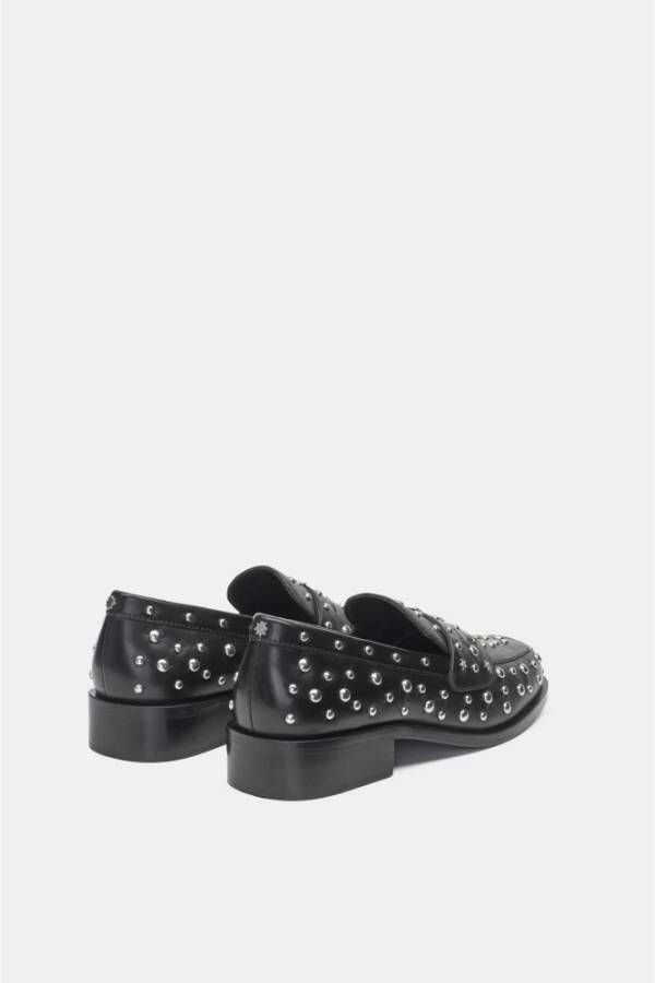 Fabienne Chapot Zwarte leren loafers met zilveren studs Black Dames