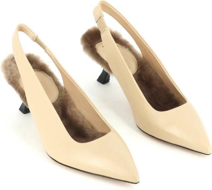 Fabio Rusconi Luxe Sheepskin Fur Lined Pointed Heels Beige Dames