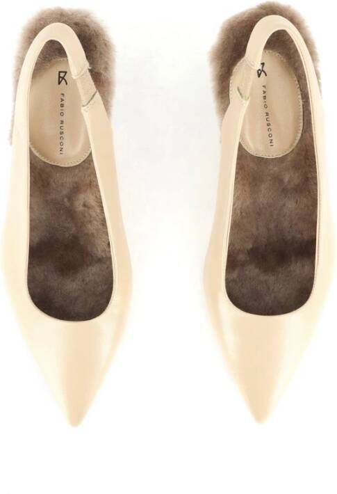 Fabio Rusconi Luxe Sheepskin Fur Lined Pointed Heels Beige Dames