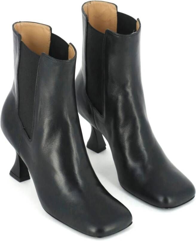 Fabio Rusconi Zwarte Vierkante Neus Bootie Comfortabel Retro Ontwerp Black Dames