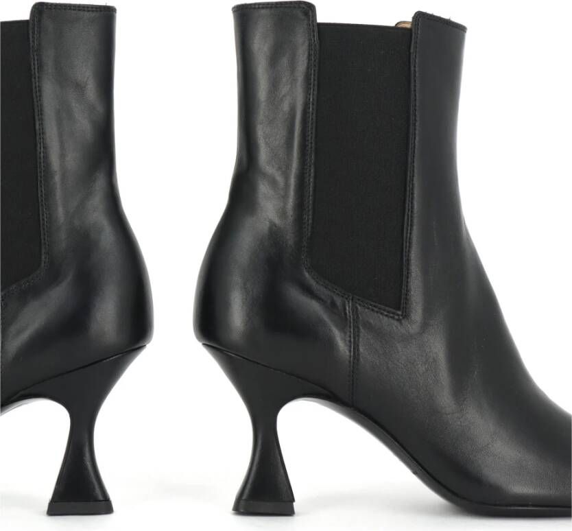 Fabio Rusconi Zwarte Vierkante Neus Bootie Comfortabel Retro Ontwerp Black Dames