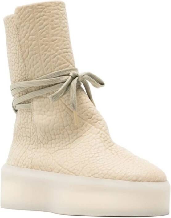 Fear Of God Witte Leren Veterschoenen Beige Dames