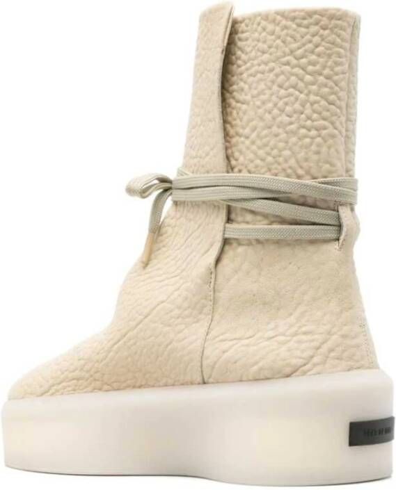 Fear Of God Witte Leren Veterschoenen Beige Dames