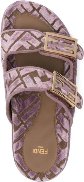 Fendi Amethist Paarse Dubbele Gesp Sandalen Purple Dames