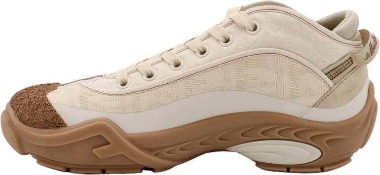 Fendi Beige Canvas Veterschoenen Beige Heren