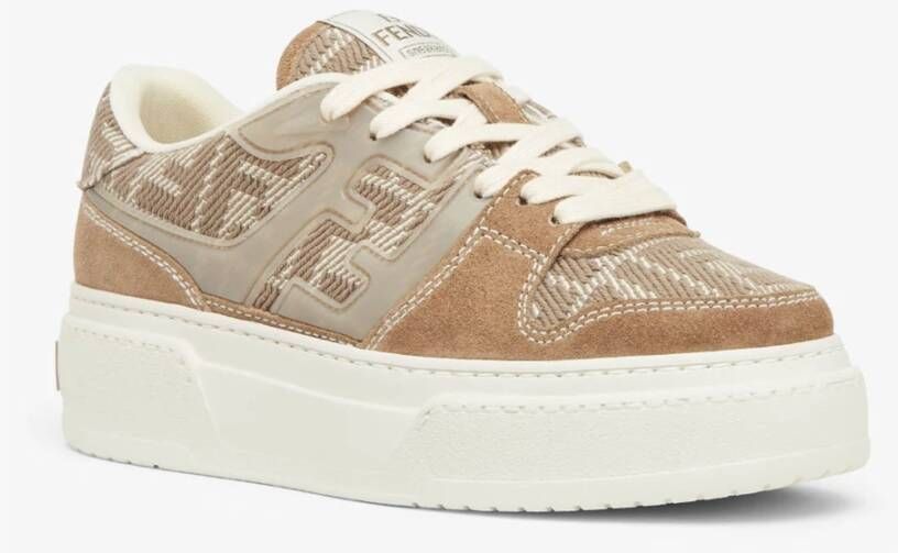 Fendi Beige Sneakers met FF Jacquard Details Multicolor Dames