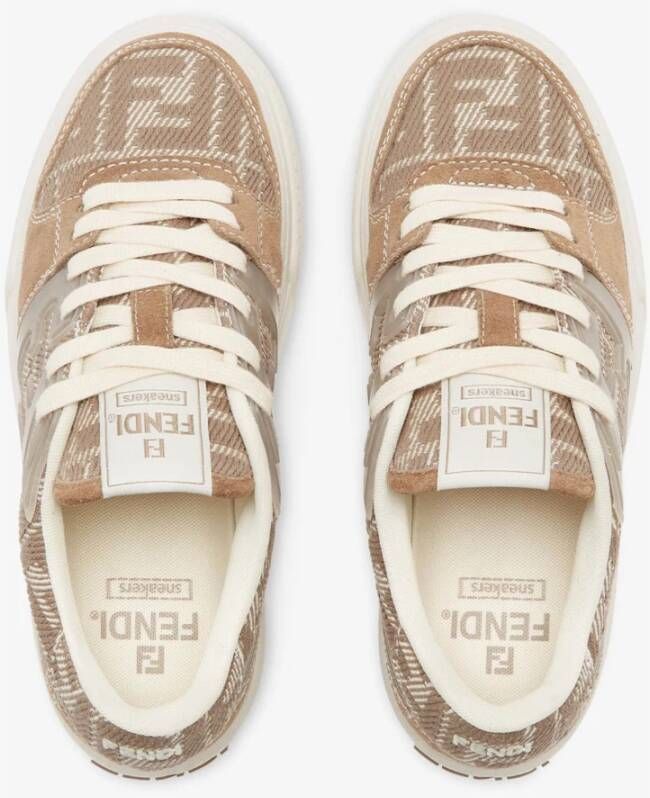 Fendi Beige Sneakers met FF Jacquard Details Multicolor Dames