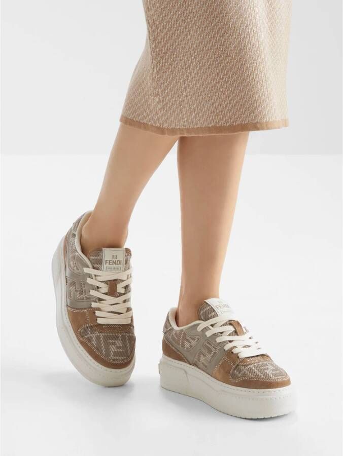 Fendi Beige Sneakers met FF Jacquard Details Multicolor Dames