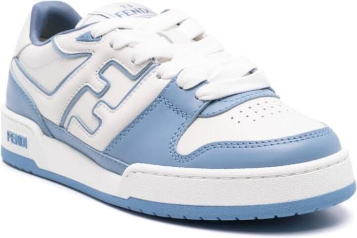 Fendi Blauwe Leren Veterschoenen Blue Dames