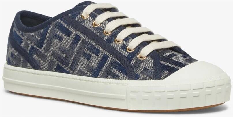 Fendi Blauwe Denim Sneakers FF Jacquard Blue Dames