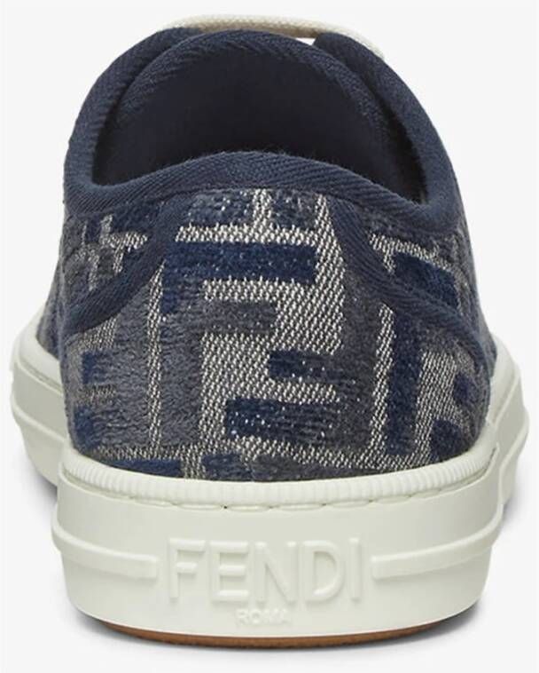 Fendi Blauwe Denim Sneakers FF Jacquard Blue Dames