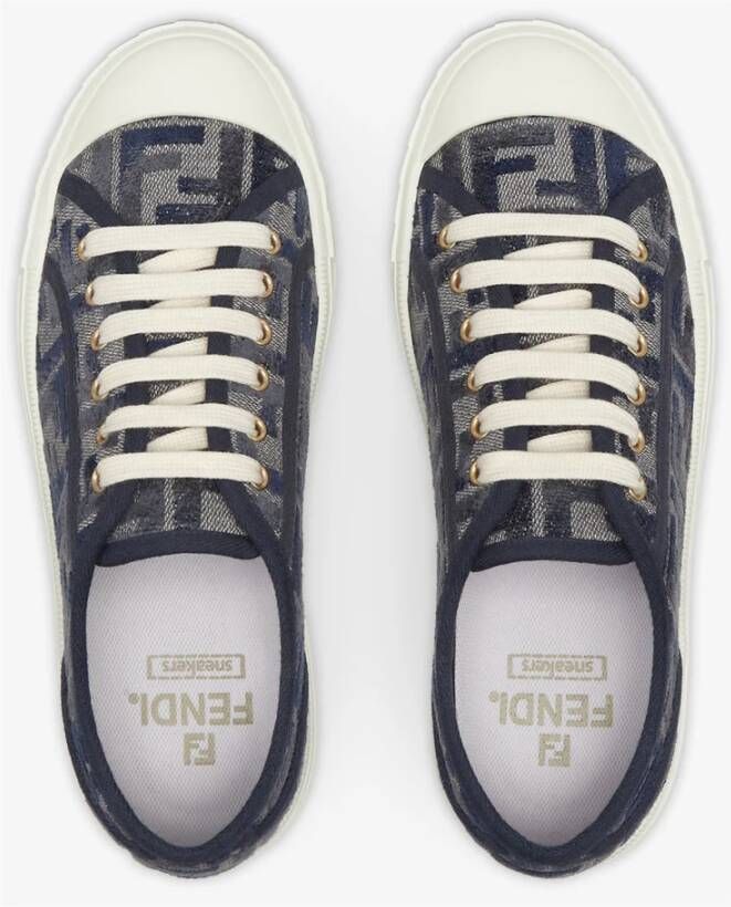 Fendi Blauwe Denim Sneakers FF Jacquard Blue Dames