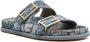 Fendi Blauwe Dubbele Gesp Platte Sandalen Blue Dames - Thumbnail 4