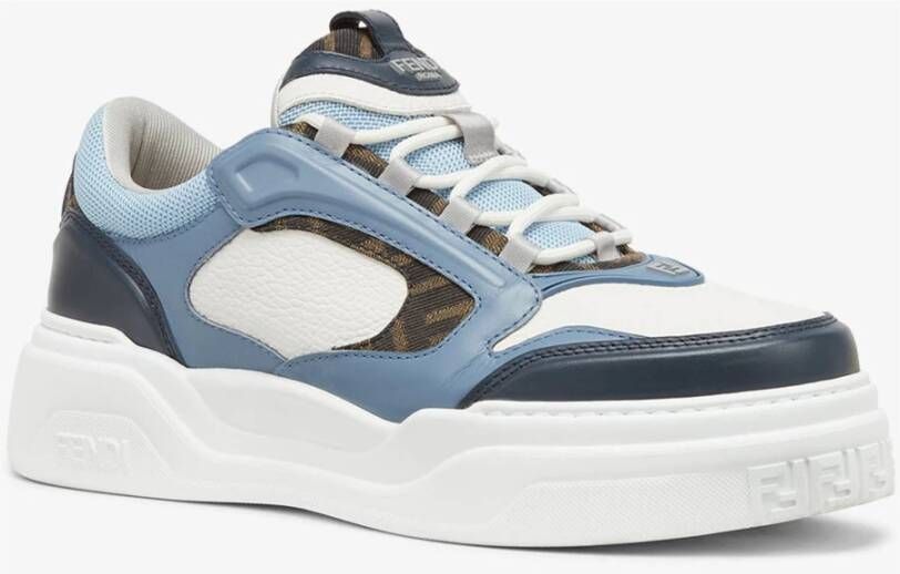 Fendi Blauwe Leren Sneakers met FF Detail Multicolor Heren