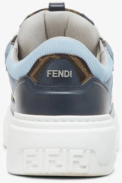 Fendi Blauwe Leren Sneakers met FF Detail Multicolor Heren