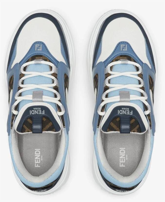 Fendi Blauwe Leren Sneakers met FF Detail Multicolor Heren