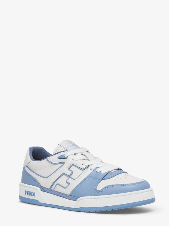 Fendi Blauwe Leren Sneakers met Witte Details Blue Heren