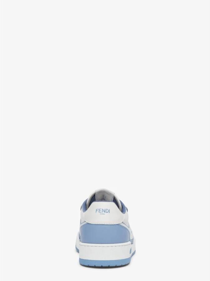 Fendi Blauwe Leren Sneakers met Witte Details Blue Heren