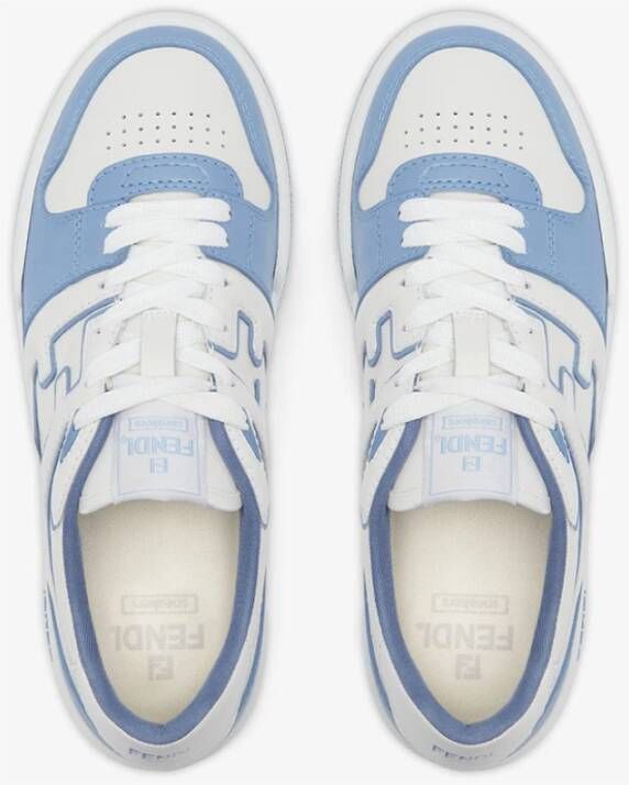 Fendi Blauwe Leren Sneakers met Witte Details Blue Heren