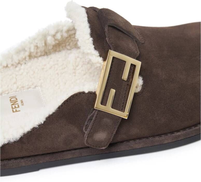 Fendi Bruin Suède Feel Mules Sandalen Brown Dames