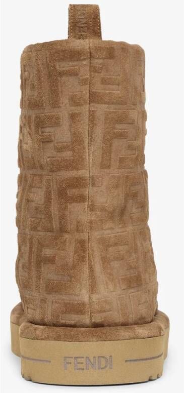 Fendi Bruine Chamois Laarzen met FF Motief Brown Dames