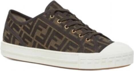 Fendi Bruine Domino Jacquard Sneakers Bruin Dames