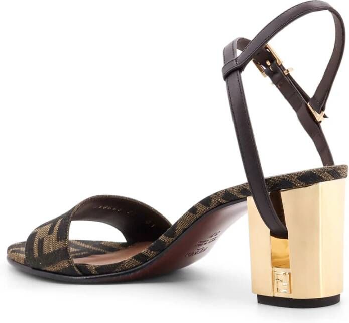 Fendi Bruine Jacquard Sandalen met FF Detail Brown Dames