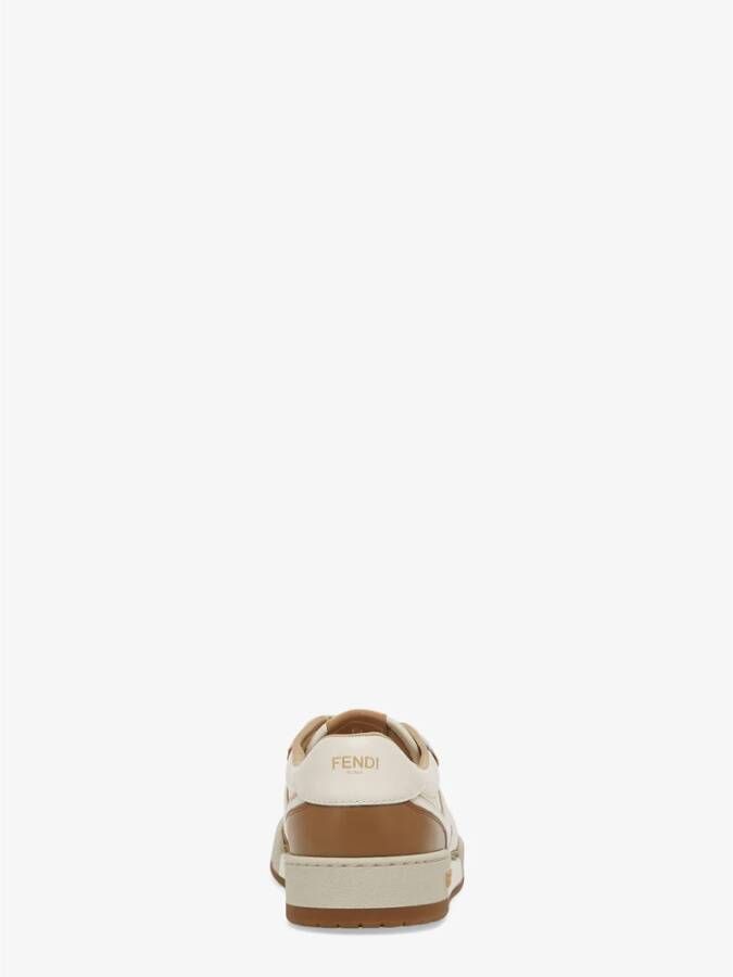 Fendi Bruine Sneakers Wit Leer Rubberen Zool Multicolor Heren