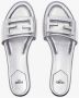 Fendi Champagne Metallic Leren Slides met FF Motief Gray Dames - Thumbnail 5