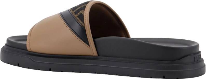 Fendi Diagonal FF Jacquard Slide Brown Heren