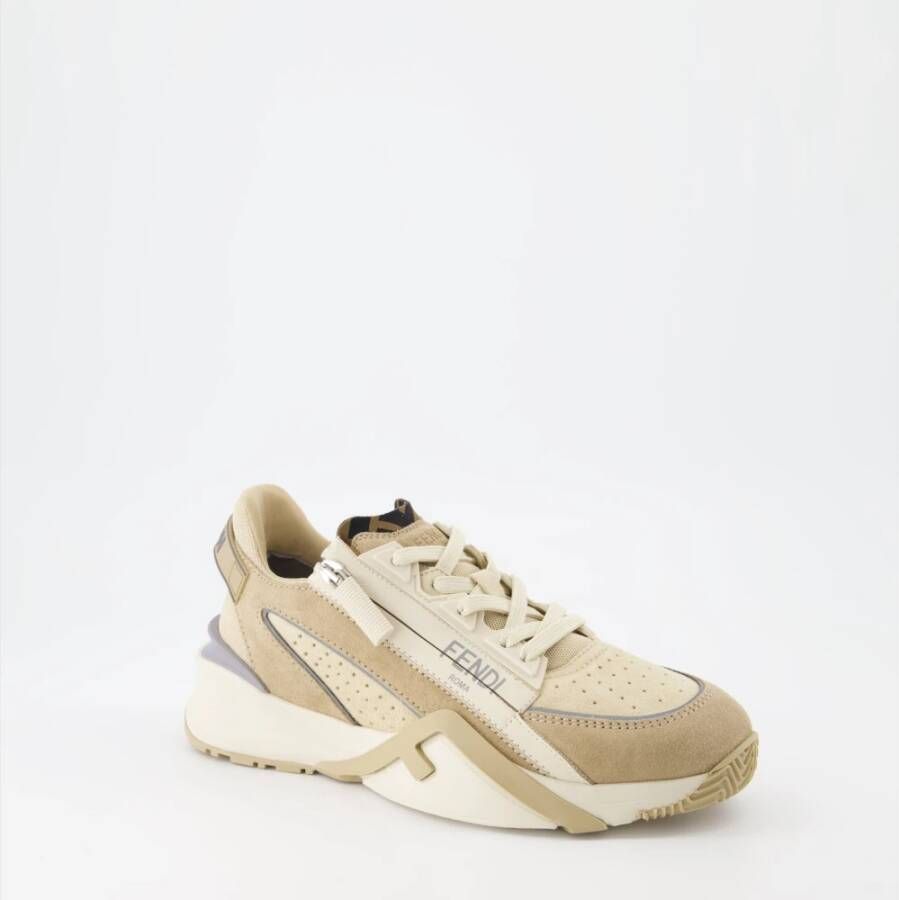 Fendi Flow Lace-Up Sneakers Beige Dames