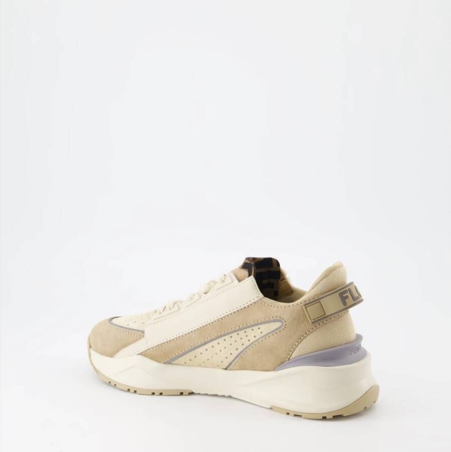 Fendi Flow Lace-Up Sneakers Beige Dames