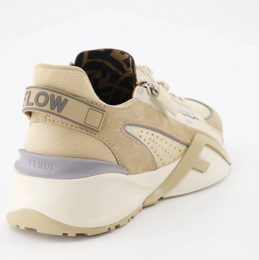 Fendi Flow Lace-Up Sneakers Beige Dames