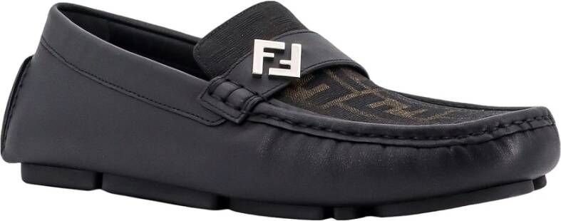 Fendi Jacquard Eclissi Leren Loafer Black Heren