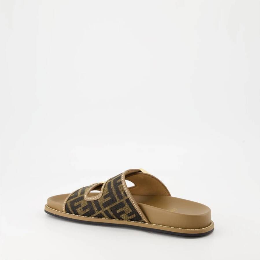 Fendi Jacquard Instap Sandalen Brown Dames