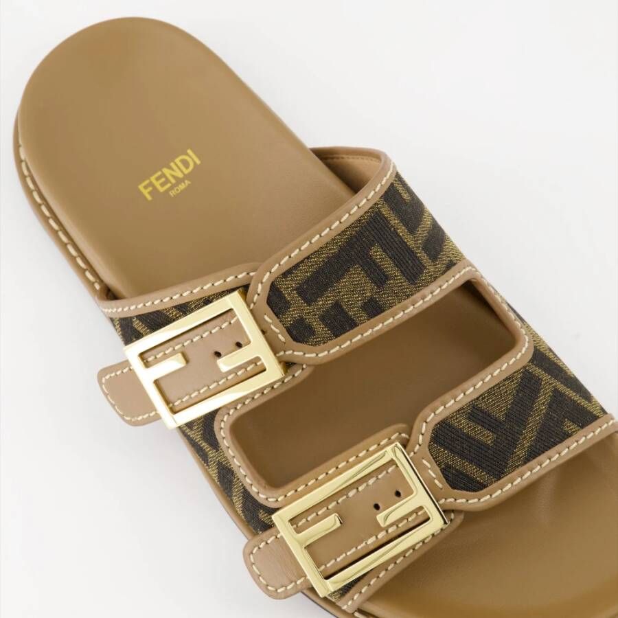 Fendi Jacquard Instap Sandalen Brown Dames