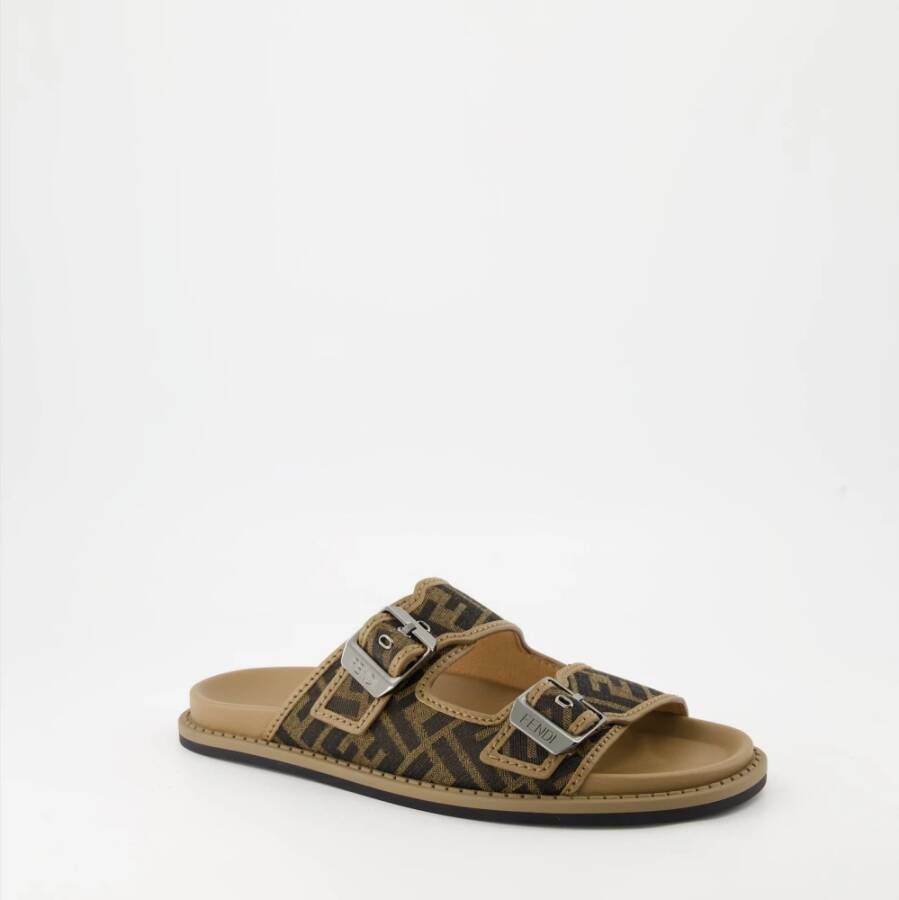 Fendi Jacquard Instap Sandalen Brown Heren