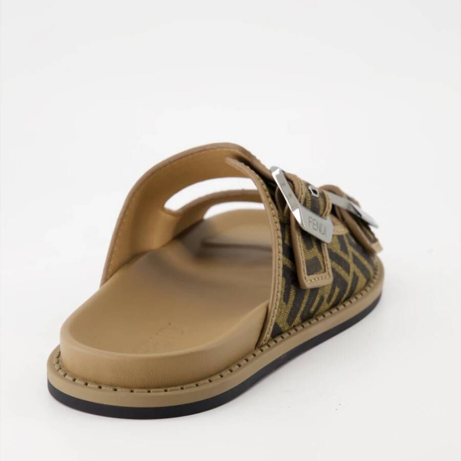 Fendi Jacquard Instap Sandalen Brown Heren