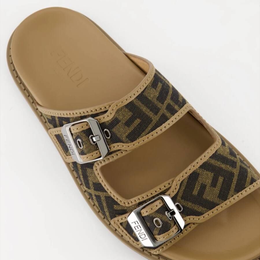 Fendi Jacquard Instap Sandalen Brown Heren