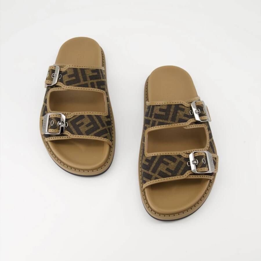 Fendi Jacquard Instap Sandalen Brown Heren