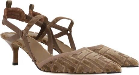 Fendi Jacquard Slingback Hakken Brown Dames