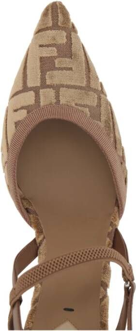 Fendi Jacquard Slingback Hakken Brown Dames