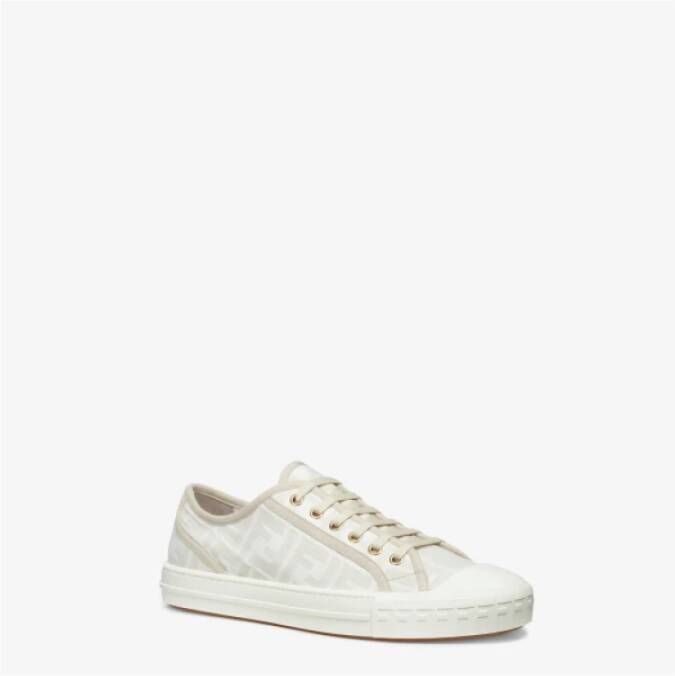 Fendi Jacquard Sneakers met Rubberen Cupzool White Dames