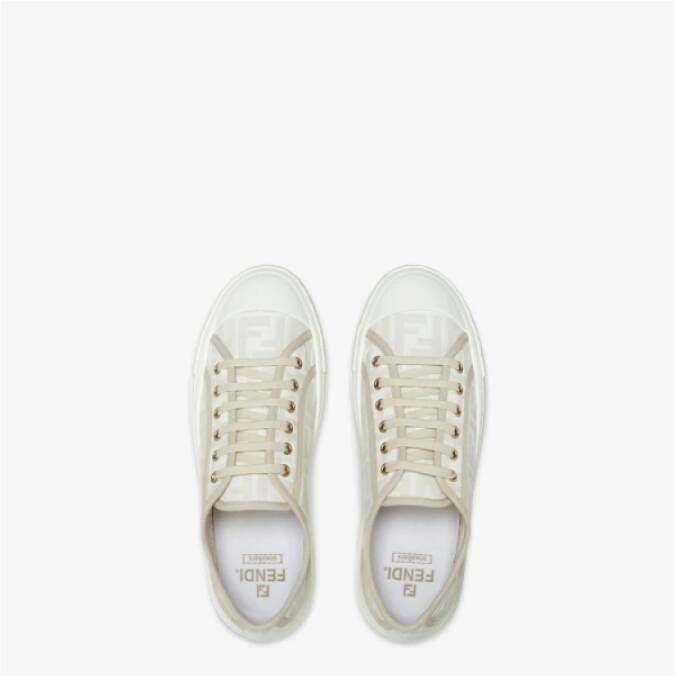 Fendi Jacquard Sneakers met Rubberen Cupzool White Dames