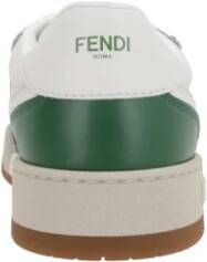 Fendi Lage leren sneakers in wit en groen White Heren