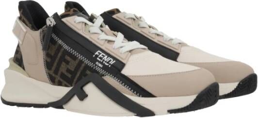 Fendi Lage leren sneakers in wit beige Multicolor Heren