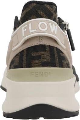 Fendi Lage leren sneakers in wit beige Multicolor Heren